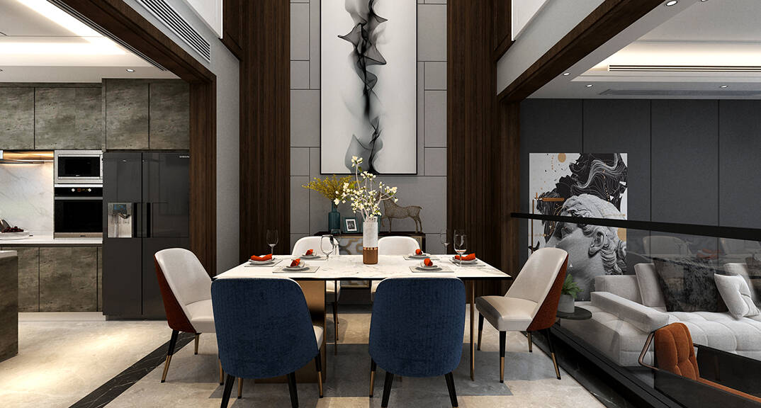 青島鰲山衛(wèi) 別墅 210㎡ 簡(jiǎn)約風(fēng)格餐廳裝修效果圖