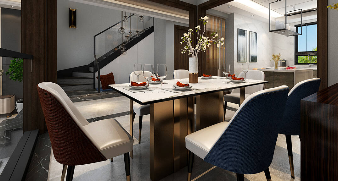 青島鰲山衛(wèi) 別墅 210㎡ 簡(jiǎn)約風(fēng)格餐廳裝修效果圖