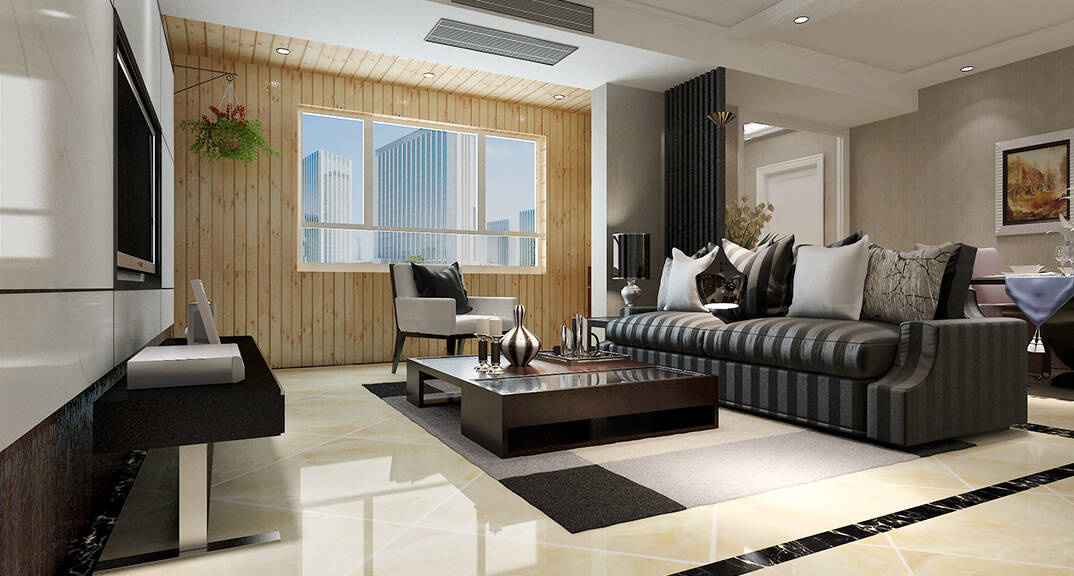 海爾·鼎世華府133㎡三室一廳客廳新簡約風(fēng)格裝修效果圖