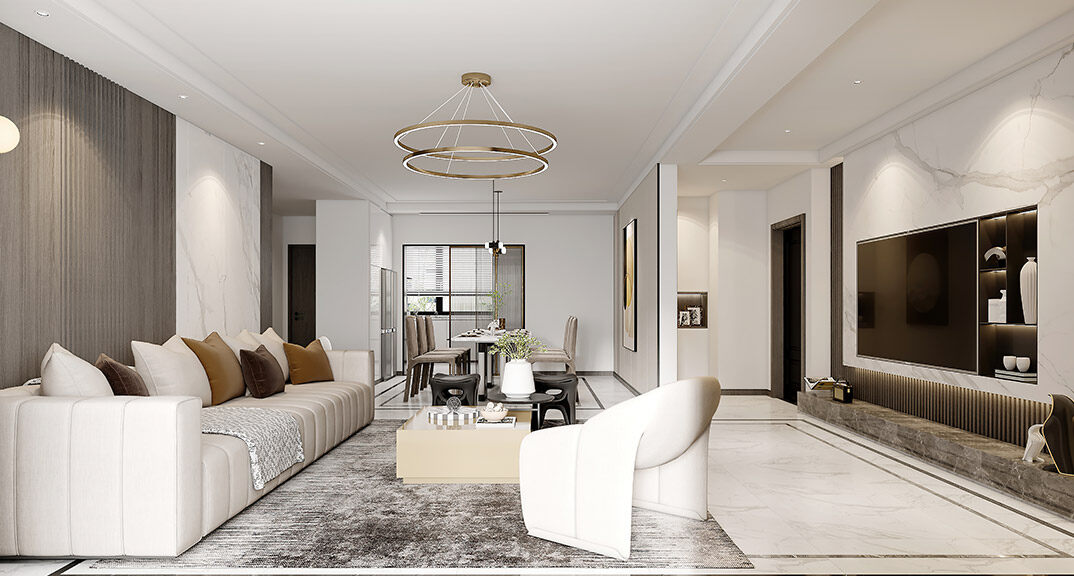 國際公館145㎡復式四室三廳現代風格客廳裝修效果圖