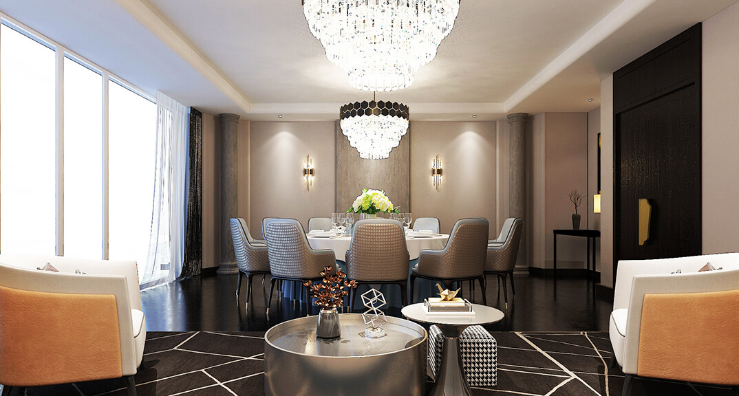 東海路700㎡獨(dú)棟別墅二層餐廳新中式風(fēng)格裝修案例效果圖