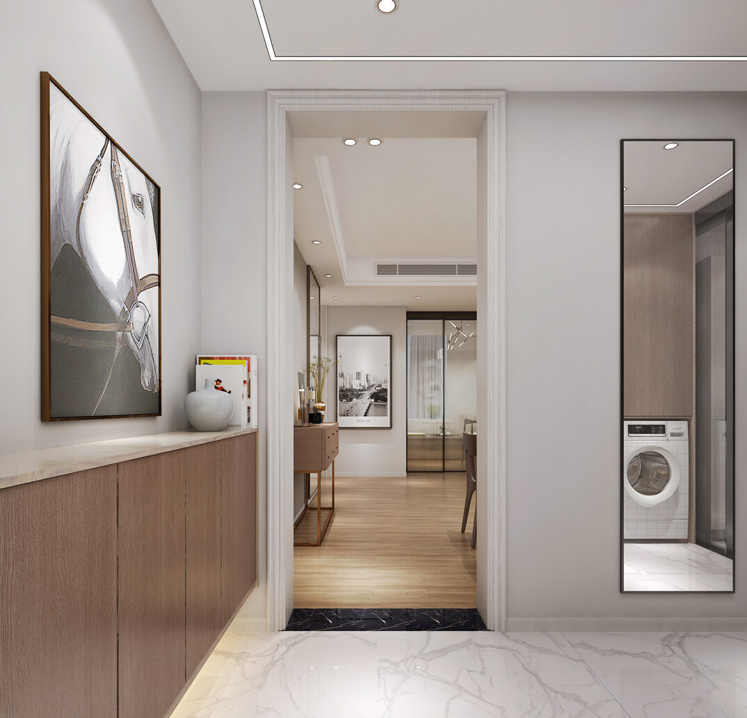 泰成·玲瓏郡120㎡三室兩廳門廳現(xiàn)代美式風(fēng)格裝修案例效果圖