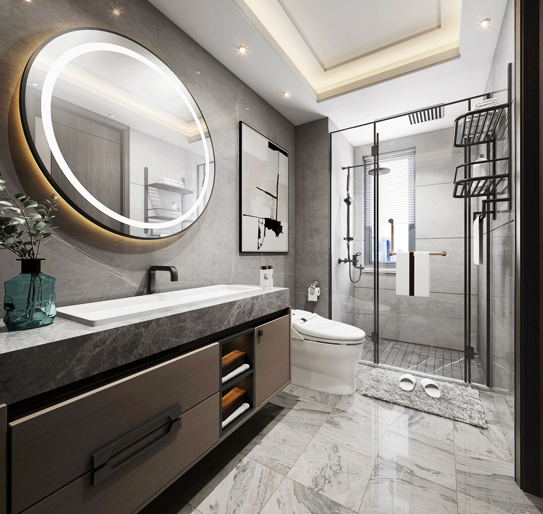 青鐵海譽(yù)府143㎡三室二廳衛(wèi)生間輕奢風(fēng)格裝修案例效果圖