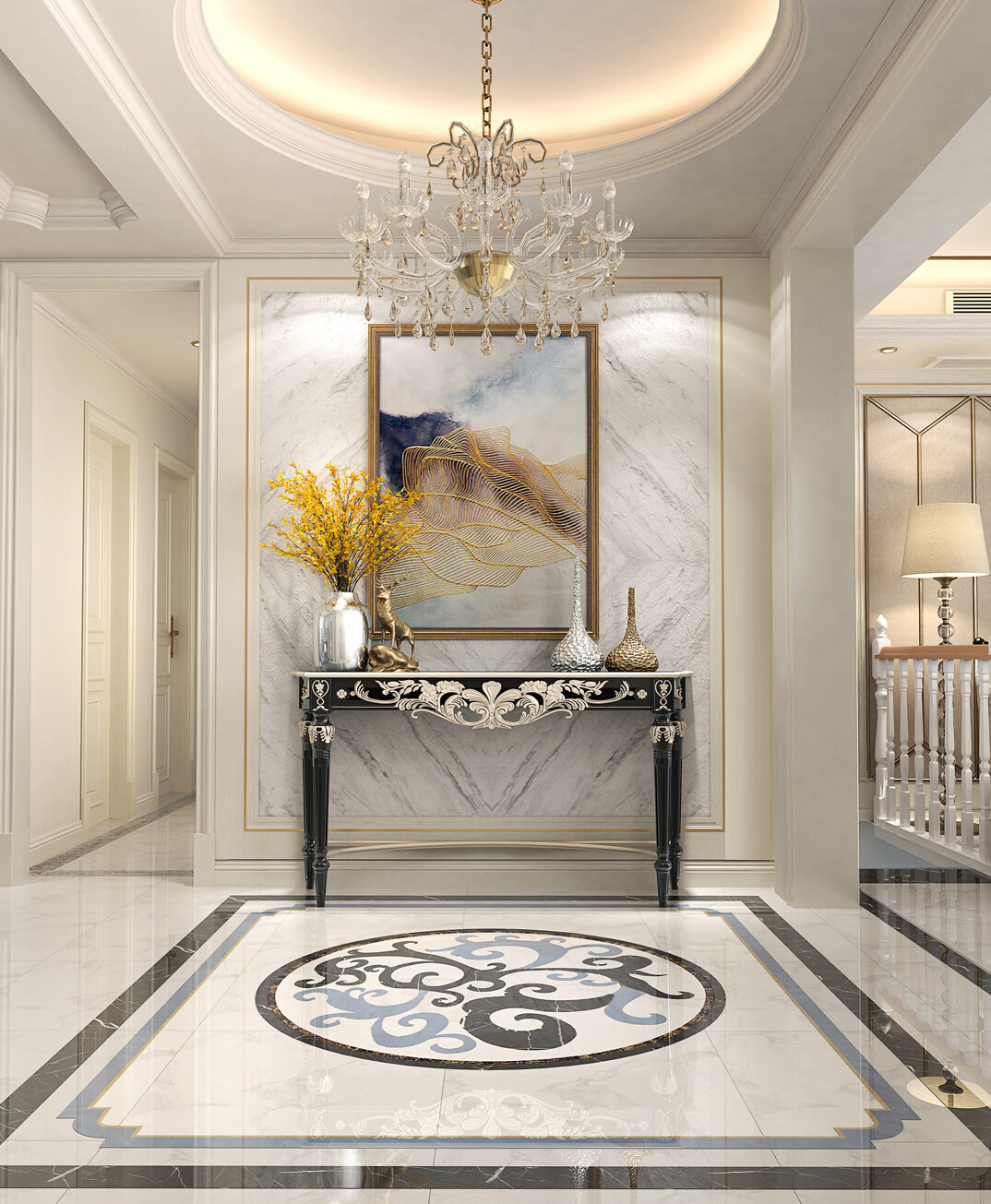 羅蘭公館260㎡別墅入戶玄關新古典風格裝修案例效果圖.jpg